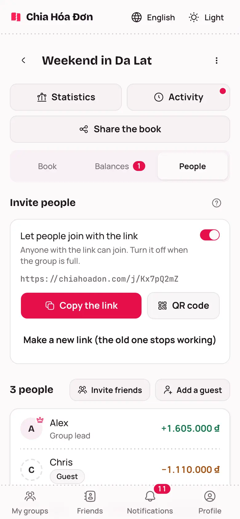 The People tab with the Invite people card
